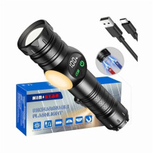 ZC Uppladdningsbar Ficklampa, 500 000 Lumen, 9 Lägen, LCD-Display, Magnetisk Taktisk Ficklampa – Kompatibel med AAA/18650