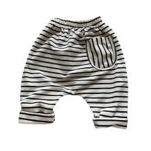 Pantalon pour bébé taille mi-haute, uni, à rayures, fin, décontracté, pantalon d'été pour nouveau-né