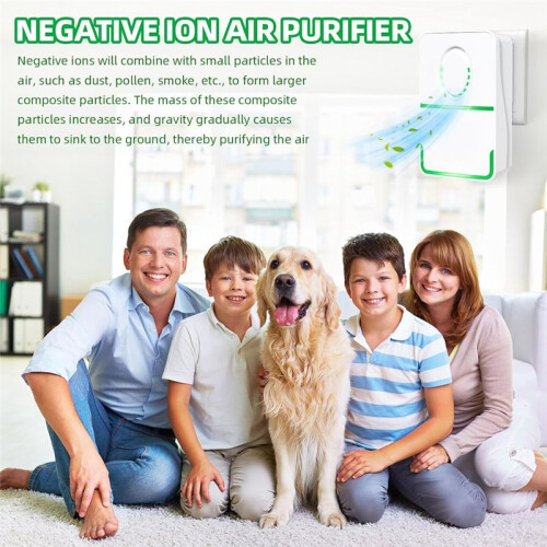6Pack Air Purifier Plug In,Negative Air Ionizer for Home Use, Filterless Mobile Air Cleaner with Green Light EU Plug 2