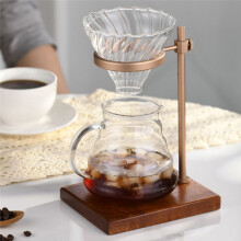 Hand Pour over Stand Coffee Station Pour over Coffee Dripper Adjustable Coffee Filter Stand Holder with Wooden Base