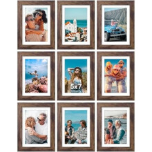 Set de 9 rame foto 8x10 cu suporturi albe