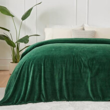 Super Soft King Blanket Dark Green Premium Silky Flannel Fleece Leaves Pattern Lightweight Bed Blanket All Season Use (Dark Green, King(90"x110"))