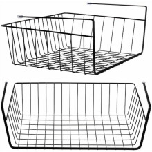 2-Pack Black Under-Shelf Wire Baskets, Hanging Storage for Cabinets, Pantry, Desk & Bookshelf – Compatible with Standard Shelves