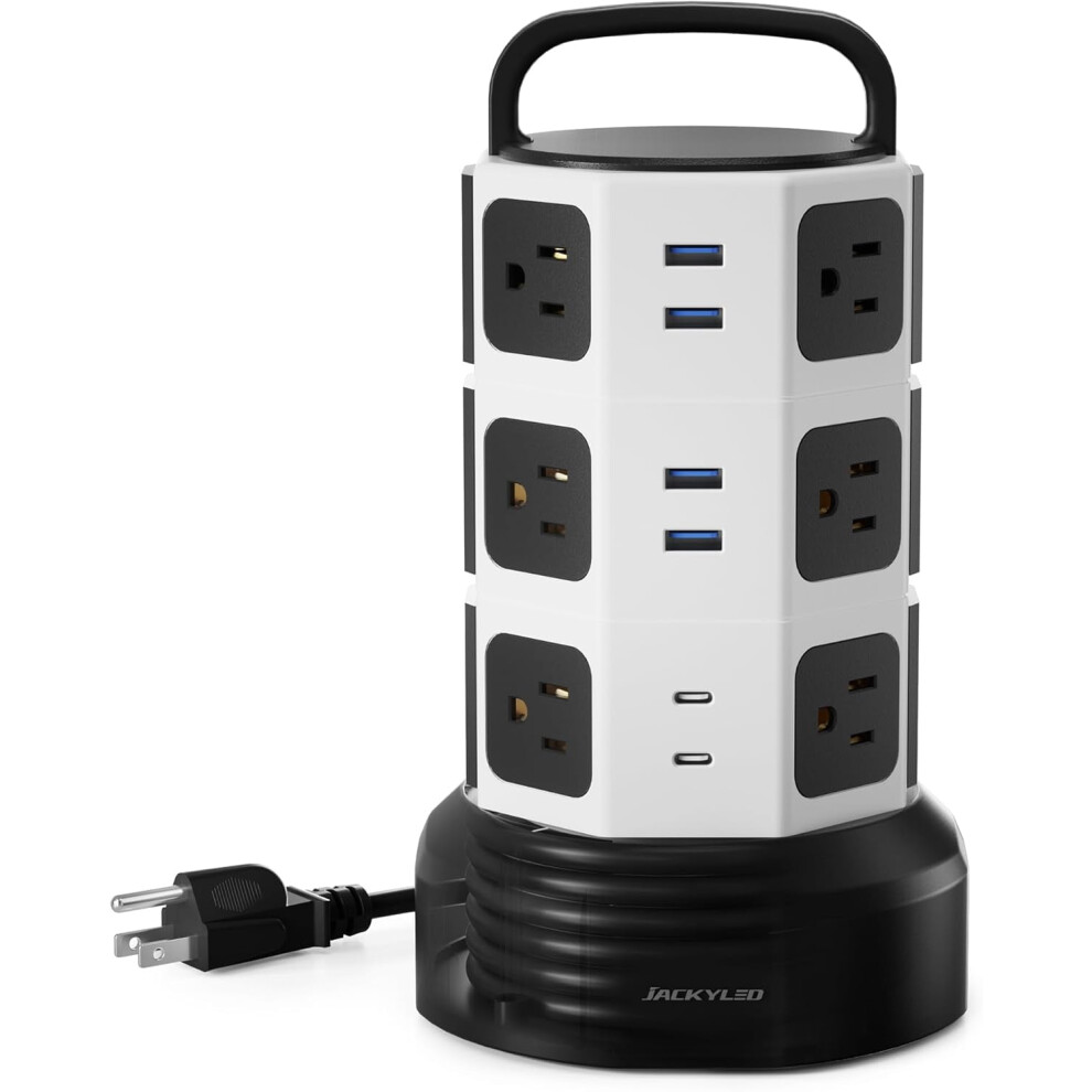 Surge Protector Power Tower: 12 Ac Outlets + 6 Usb (2X 9104899483775
