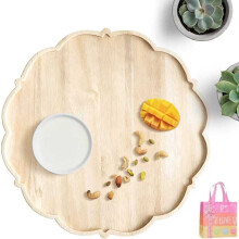 Tavă de servire din lemn cu margine 3D cu petale, 36 cm