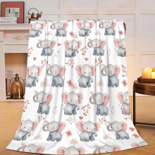 Plaid éléphant ultra doux et moelleux – Polaire pelucheuse, 127 x 102 cm, cadeau chaud et douillet pour femmes, filles, enfants et adultes