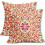Conjunto de 2 capas de almofada boho laranja e vermelho em linho, 50x50cm (20x20 polegadas). 1