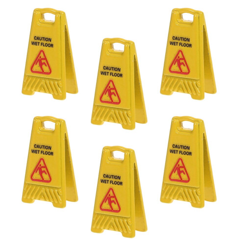 Miniatyrvarningsskylt gul legering 6 st