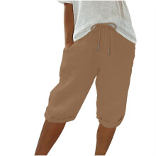 Damenshorts, einfarbig, lässige Caprihosen, Größen S-3XL