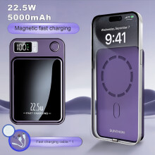 MHX10000mAh magnetische draadloze powerbank, 22,5W PD20W snelladen met led-display, compatibel met iPhone 15/14/13/12 en Android