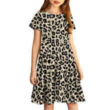Mädchen Kurzarmkleid, lässiges A-Linien-Kleid mit schwingendem Rock, Skaterkleid, 4-13 Jahre