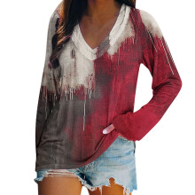 Dames plus size Halloween sweatshirt met schattige print, V-hals en lange mouwen - Zachte, elastische, casual essentials maat S-2XL