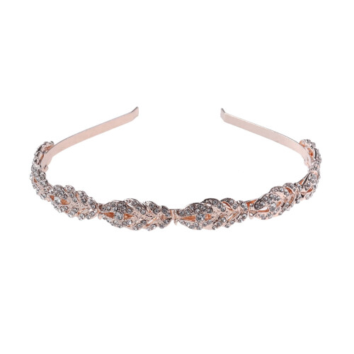 Tiara de noiva com strass e cristais em tom ouro rosa