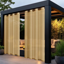 Waterproof Outdoor Curtains for Patio, Porch, Pergola, Cabana – 51.9"x72", Yellow, 1 Panel, Grommet, Weatherproof & Privacy
