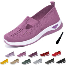 Orthowalkway Dame Vævede Ortopædiske Slip-On Sneakers, Åndbar Svangstøtte, Skridsikre Indendørs/Udendørs Fritidssko