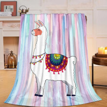 Couverture polaire douce et moelleuse en forme de lama, 127 x 102 cm, un cadeau adorable style alpaga pour femmes, filles et enfants.