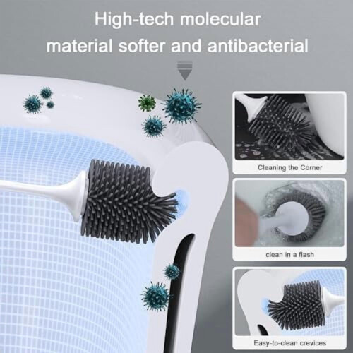 Silikon toalettbørstesett med ventilert holder