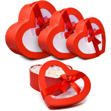 Coffrets cadeaux en forme de cœur pour la Saint-Valentin, rouges, lot de 3