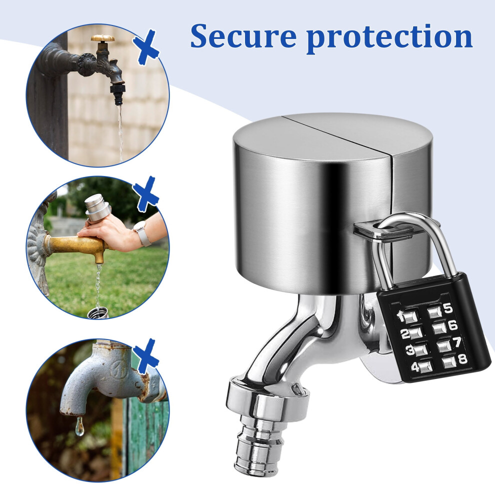 Stainless Steel Water Spigot Lock With Combination Padlock 9499224316454