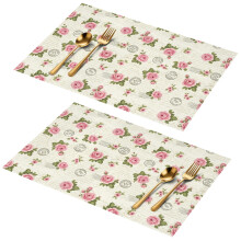 Pioneer Flower Floral Placemats Set of 2 PVC Washable 18x12