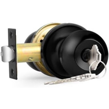 Black Round Entry Door Knob with Lock and Key, 1 Pack