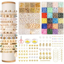 Armbåndssæt til fremstilling af lerperler med bogstaver og charms7200