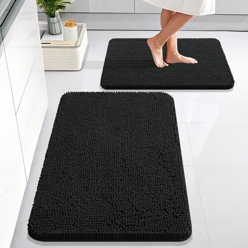 Tapete de banho de chenille antiderrapante 30x20 polegadas