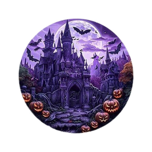 Ξύλινη πινακίδα πόρτας για το Halloween 30x30εκ. με σχέδιο κάστρου
