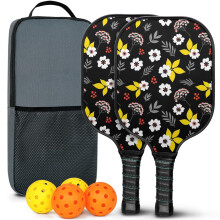 Floral fiberglass pickleball paddles set with 2 balls and