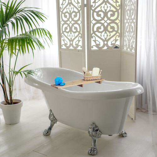 Suporte para banheira de bambu 70 cm 1