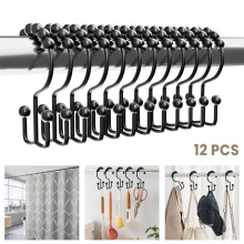 Crochets doubles noirs pour rideau de douche – Métal,