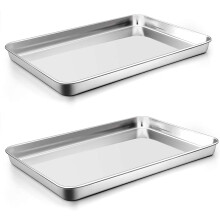 Assadeira de aço inoxidável de 40 cm (16 polegadas) - Pacote com 2 unidades