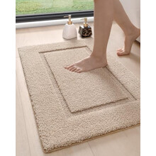 Badkamertapijt 24x16, wasbare antislip badmat voor douchevloer, absorberend en sneldrogend met rubberen achterkant, ultrazacht pluche beige tapijt