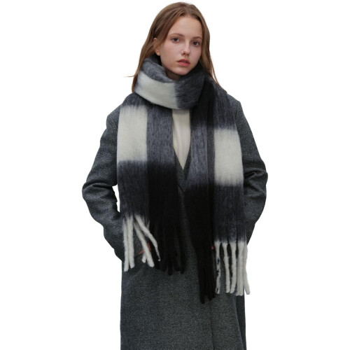 Damen-Winterschal mit Karomuster, weich, warm, übergroß