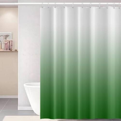Cortina de chuveiro verde limão degradê 72x84 polegadas com ganchos