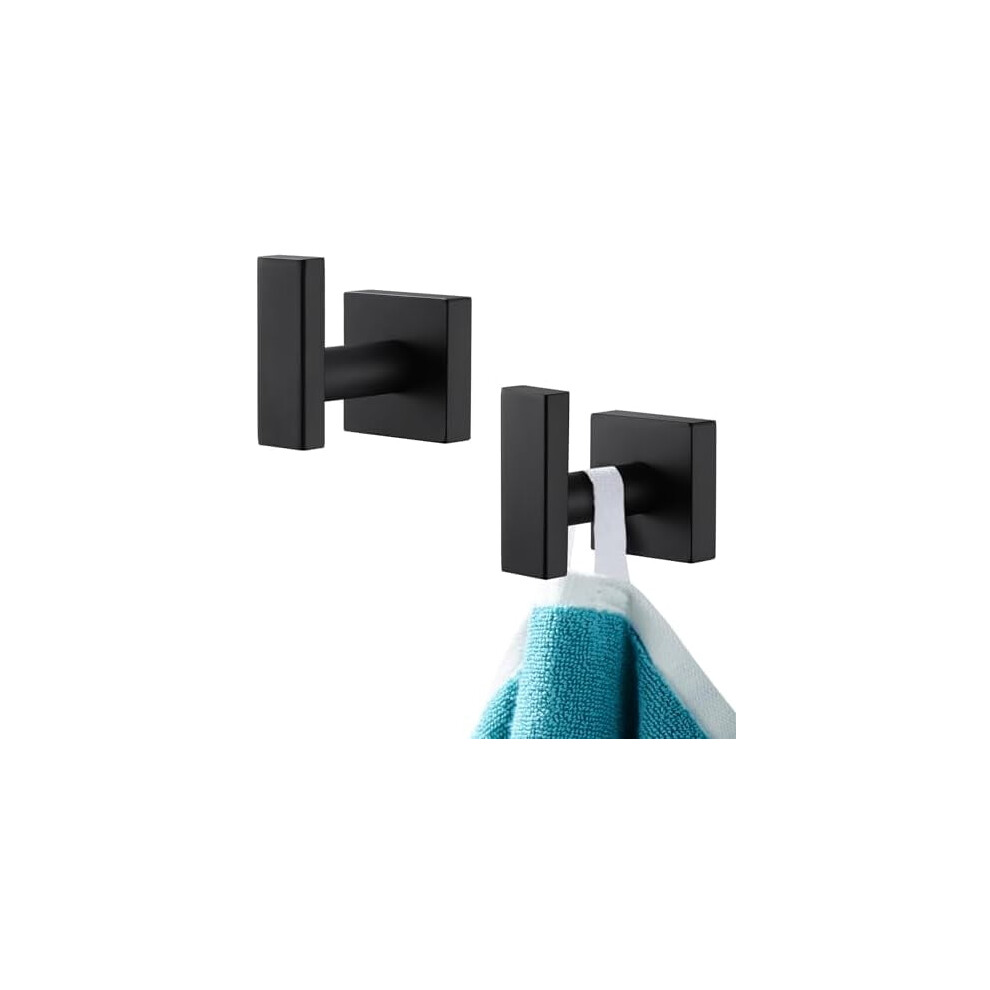 Matte Black Bath Towel Hook 2 Pack Stainless Steel 9132278242071