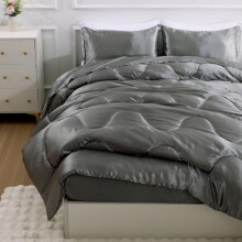 Satin Microfiber Comforter Set Queen Silver