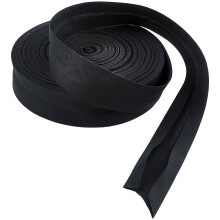 Svart snedband i polyester-bomull, 25 mm x 20 m