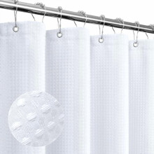 Hvite vaffelvevede dusjforheng i polyester, 12-pakning