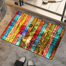 Tappetino da bagno vintage effetto legno arcobaleno 17x27,5 pollici