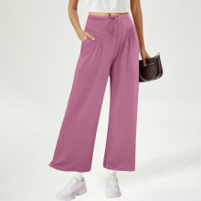 Spring Summer Casual Loose Solid Color Fashion Pockets Outwear Long Pants for Women