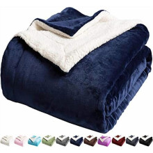 Κουβέρτα Sherpa Fleece Queen Size Navy Blue