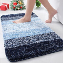 Microfiber Shaggy Bathroom Rug Blue Rectangular 34x21 Inch