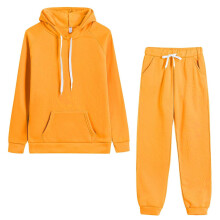 Conjunto de moletom feminino Ediodpoh de duas peças, cor sólida, manga comprida, capuz, estilo casual e folgado, 2 peças, amarelo, tamanho P
