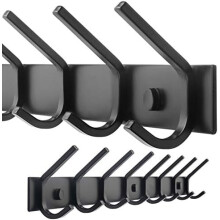 Perchero de pared de metal negro con 6 ganchos