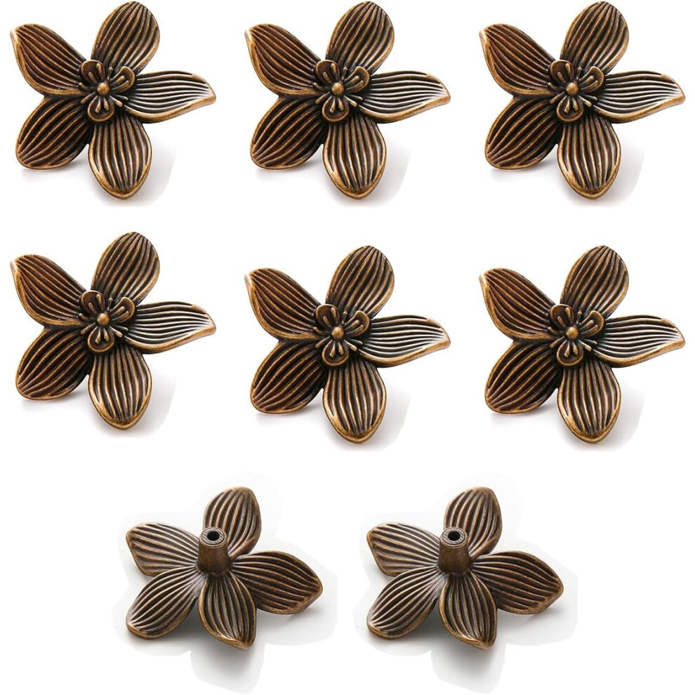 Antique Brass Flower Cabinet Knobs Zinc Alloy 8-Pack 922042469174