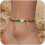 Women's waterproof boho ankle bracelet with initials and 1