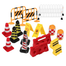 18-teiliges Mini-Verkehrsschild- und Straßensperren-Spielset