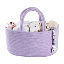 Cotton Rope Baby Diaper Caddy – Purple, Portable