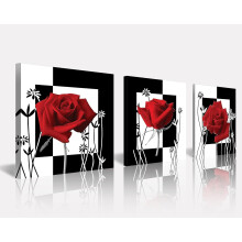 Ensemble de 3 toiles décoratives représentant des roses rouges, 40 x 40 cm (16 x 16 pouces), tendues sur châssis
